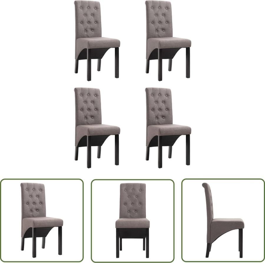 The Living Store Eetkamerstoelen Taupe 42 x 57 x 95 cm Polyester Set van 2 Eettafel Stoelen Eetkamerstoelen Salon Meubels Design Stoelen Luxe Stoelen - Foto 3