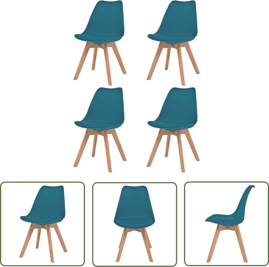 The Living Store Eetkamerstoelen 48 x 53 x 83 cm turquoise kunststof beukenhout rubberwood 100% polyurethaan 110 kg Eetkamerstoelen Turkoois Meubels Comfortabele Stoelen Salontafel Dining Chairs