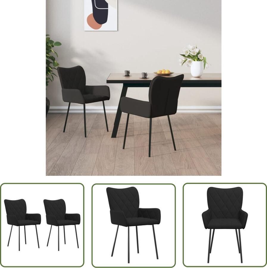 The Living Store Eetkamerstoelen Zwart 55 x 55 x 82 cm Ergonomisch ontwerp Hoogwaardig materiaal - Foto 2