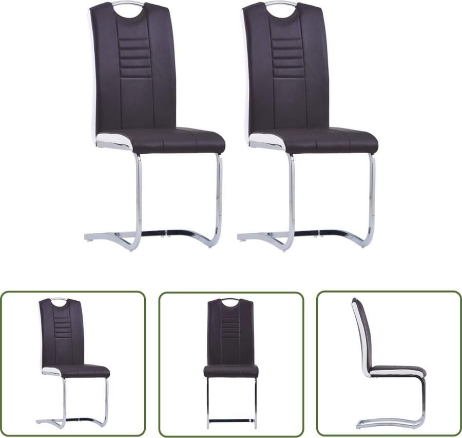 The Living Store Eetkamerstoelen Zwevend 42 x 52 x 100 cm Ken- Bruin Draagvermogen- 110 kg Zwevende Eetkamerstoelen Set Bruine Eetkamerstoelen Kunstleder Eetkamerstoelen Moderne Eetkamerstoelen - Foto 2