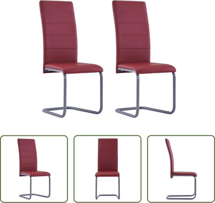 The Living Store Eetkamerstoelen Zwevend Rood 41 x 52.5 x 102.5 cm Kunstleren bekleding - Foto 2