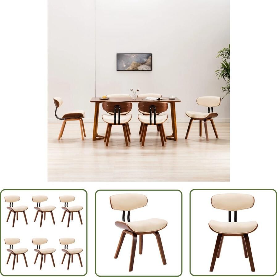 The Living Store Eetkamerstoelenset 6-delige set Kunstleer Gebogen hout 51.5 x 54 x 78 cm - Foto 2