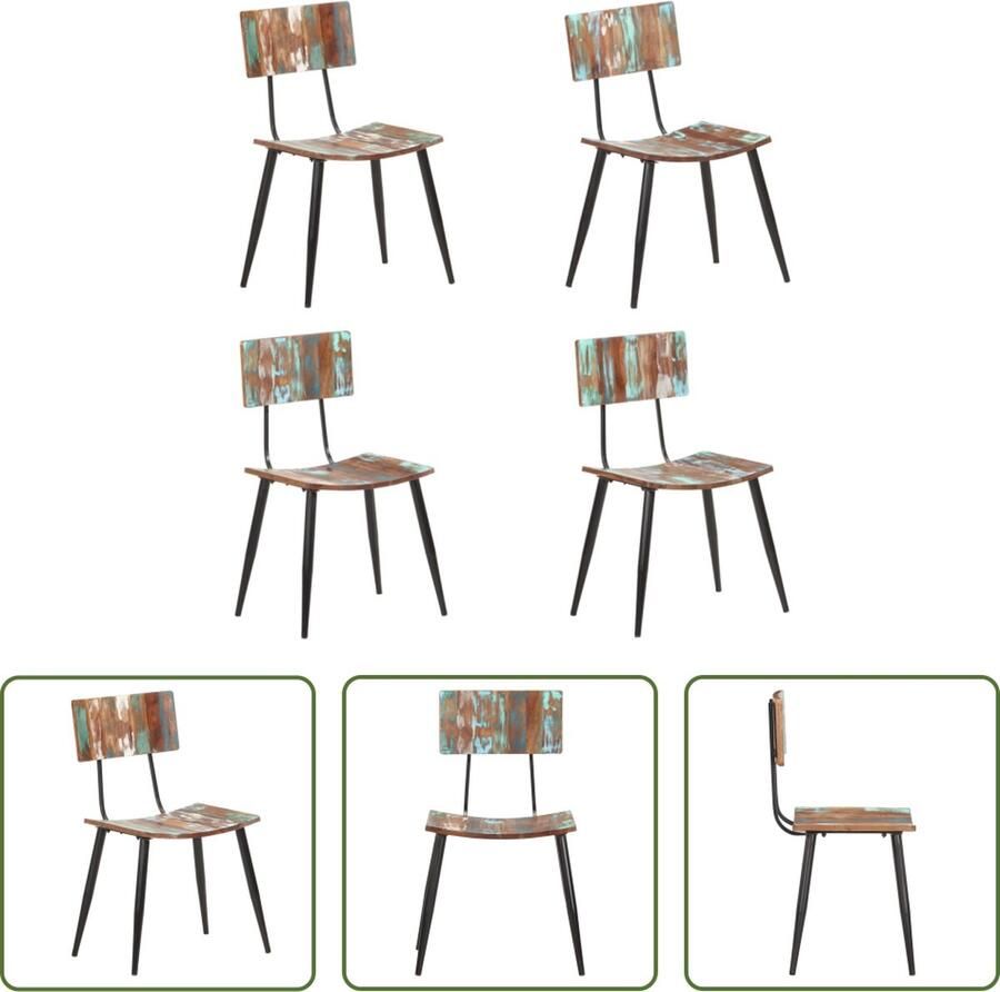 The Living Store Eetkamerstoelenset Hout Meerkleurig 42 x 37 x 82 cm Handgemaakt Eetkamerstoelen Vintage Stoelen Industriële Stoelen Hergebruikt Hout Meubels Multicoloured Furniture