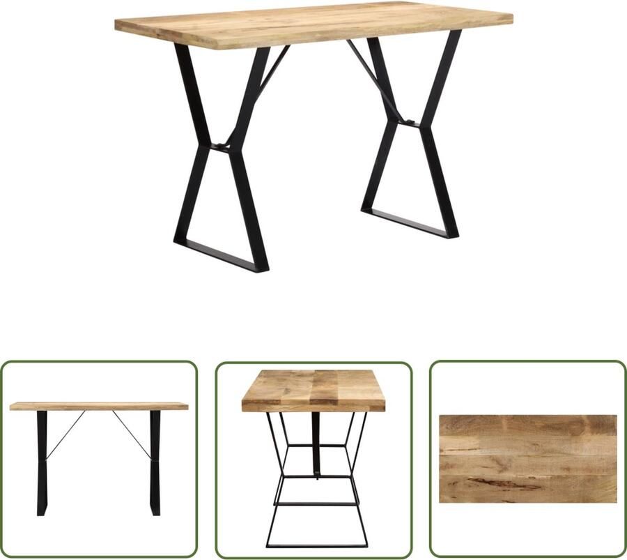 The Living Store Eetkamertafel Industriële Stijl 120x60x76cm Massief Mangohout