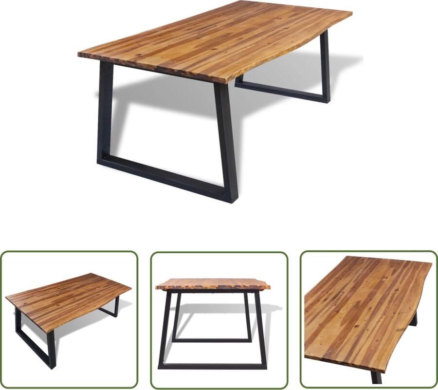 The Living Store Eetkamertafel IndustriÃle Stijl 200 x 90 x 75 cm Massief Acaciahout Bruin Zwart - Foto 2