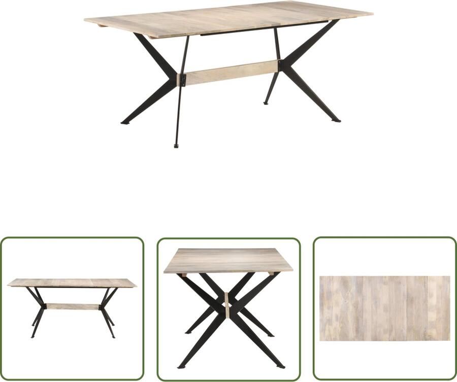 The Living Store Eetkamertafel Mangohout 180 x 90 x 76 cm Industrieel - Foto 2