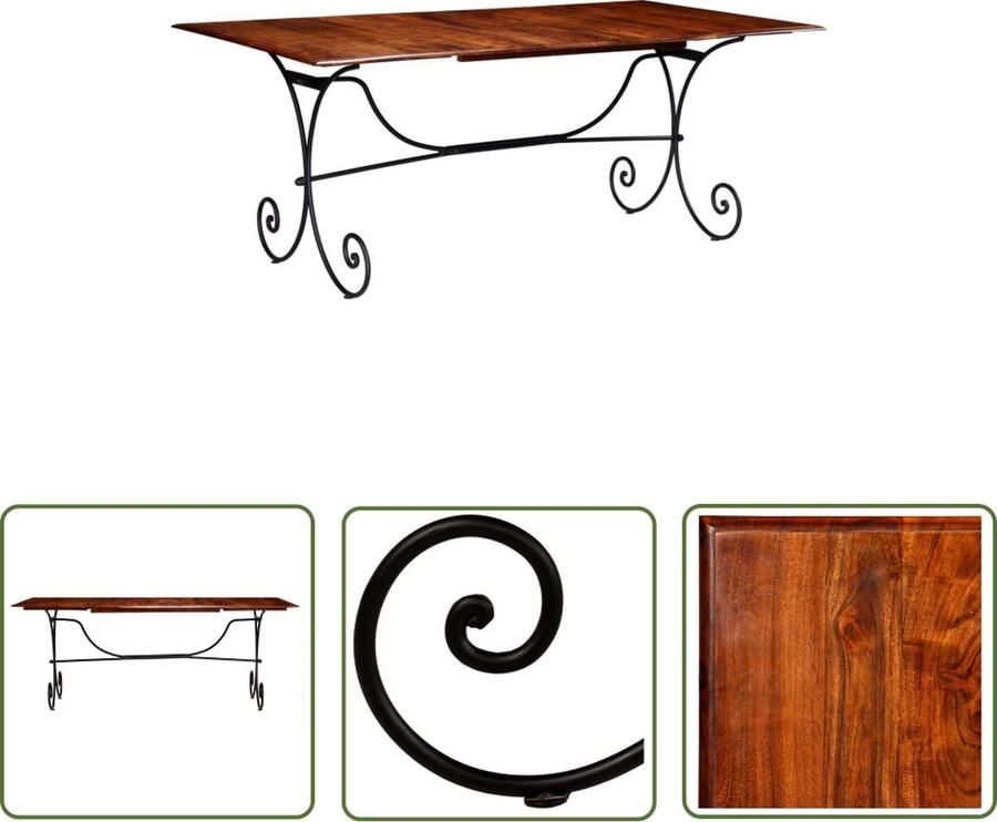 The Living Store Eetkamertafel Massief Acaciahout 200x100x76 cm Bruin