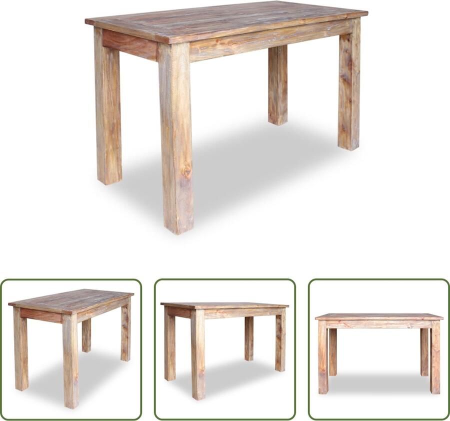 The Living Store Eetkamertafel Massief gerecycled hout 120 x 60 x 77 cm Rustieke vintage stijl Eetkamertafel Houten Tafel Vintage Tafel Industriële Tafel Rustic Tafel - Foto 2