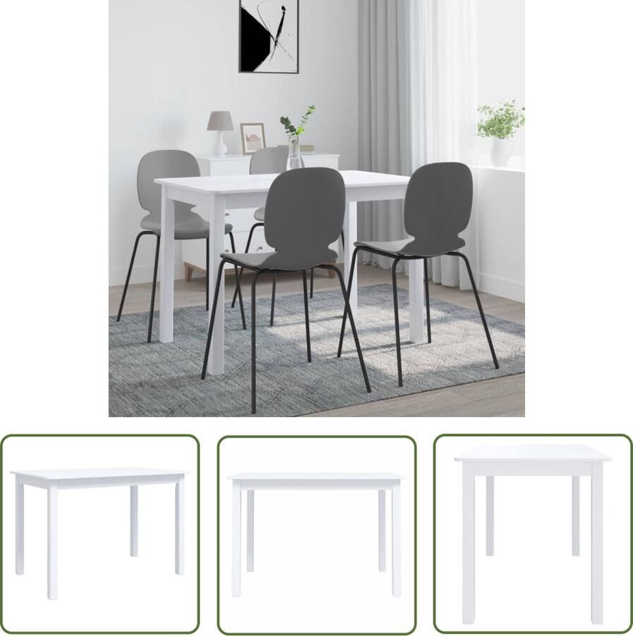 The Living Store Eetkamertafel Rubberwood 114 x 71 x 75 cm Wit Eetkamertafel Rubberwood Tafel Witte Tafel Salontafel Modern Meubilair - Foto 2