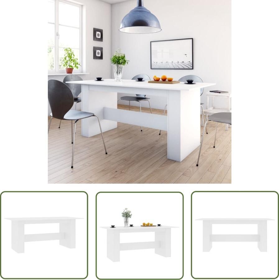 The Living Store Eetkamertafel Wit 180 x 90 x 76 cm Spaanplaat Eetkamertafel Eettafel Salontafel Houten Tafel Wit Meubilair - Foto 2