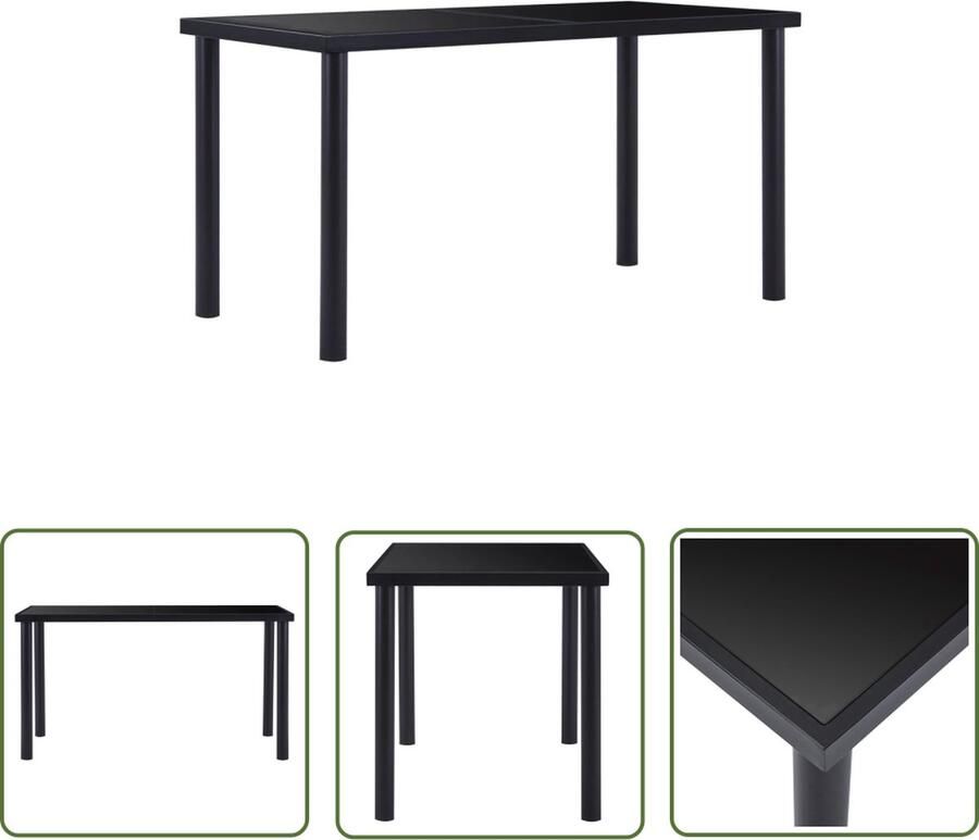 The Living Store Eetkamertafel Zwart Gehard Glas Metaal 140x70x75cm Eetkamertafel Zwarte Eettafel Design Eettafel Moderne Eettafel Glas Eettafel - Foto 3