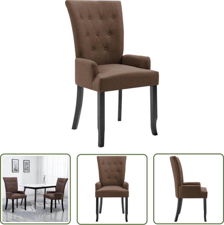 The Living Store Eetstoel Bruin 54 x 56 x 106 cm Polyester Draagvermogen 110 kg - Foto 2