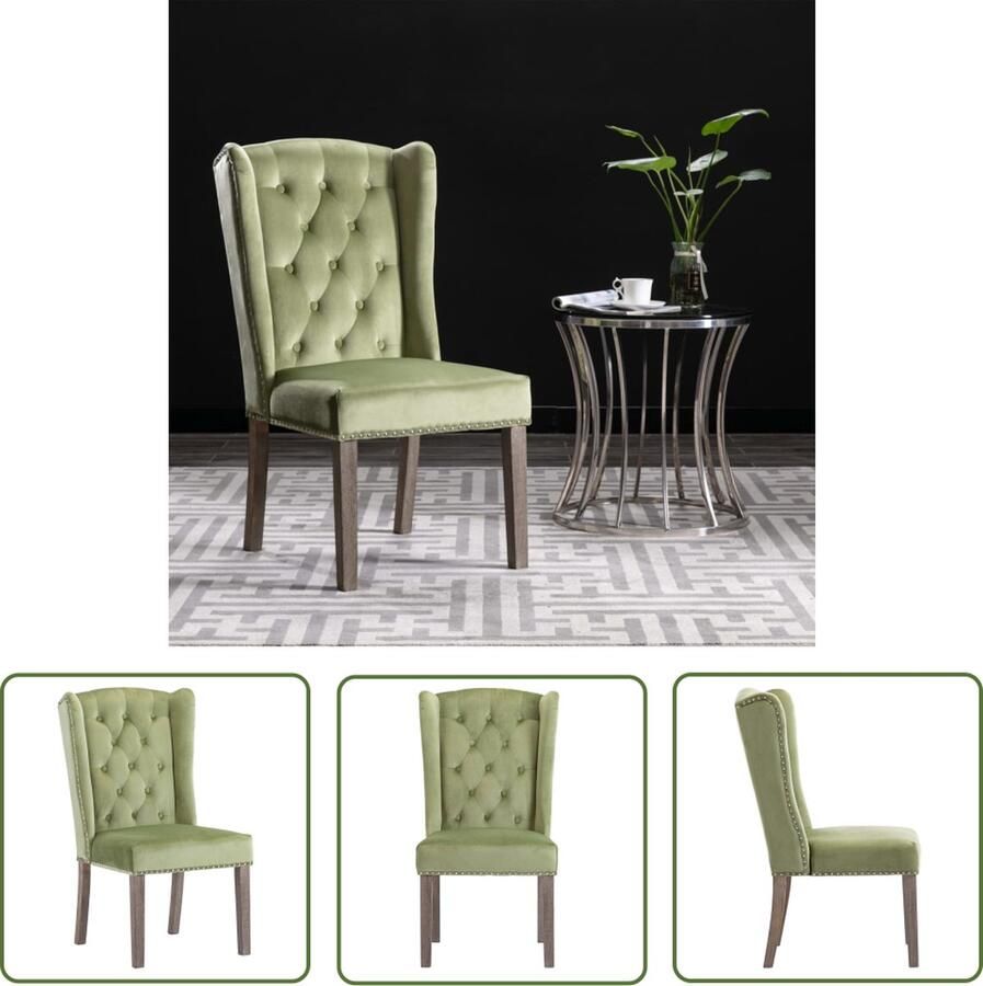 The Living Store Eetstoel Klassiek Fluweel Lichtgroen 55x69x108.5 cm - Foto 2