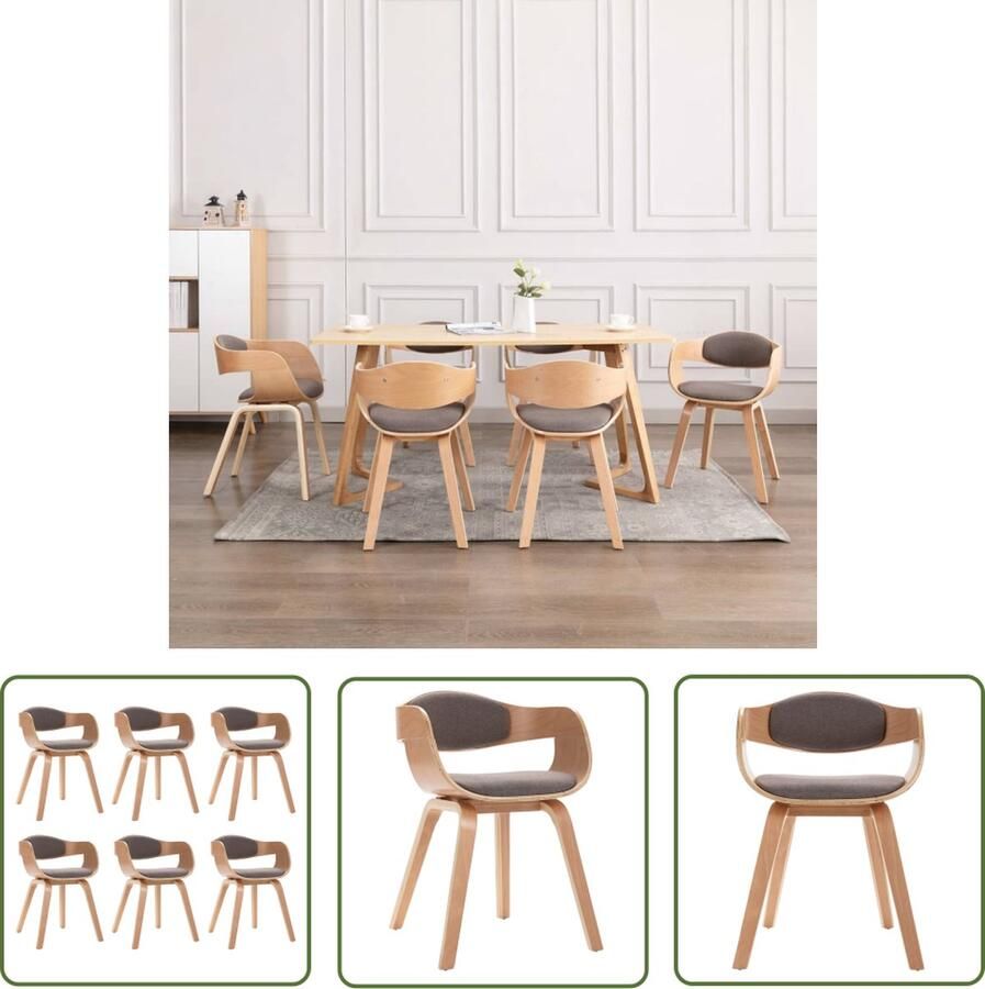 The Living Store Eetstoelen Eetkamerstoel 49 x 51.5 x 71.5 cm Taupe stof Eetkamerstoelen Stoffen Stoelen Lounge Stoelen Taupe Meubilair Comfortabele Stoelen - Foto 2