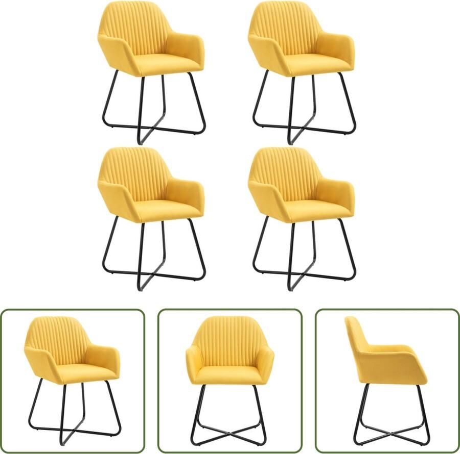 The Living Store Eetstoelen Eetkamerstoelen 61 x 61 x 84 cm Geel Eetkamerstoelen Stoelen Meubels Interieurdecoratie Yellow Furniture - Foto 3