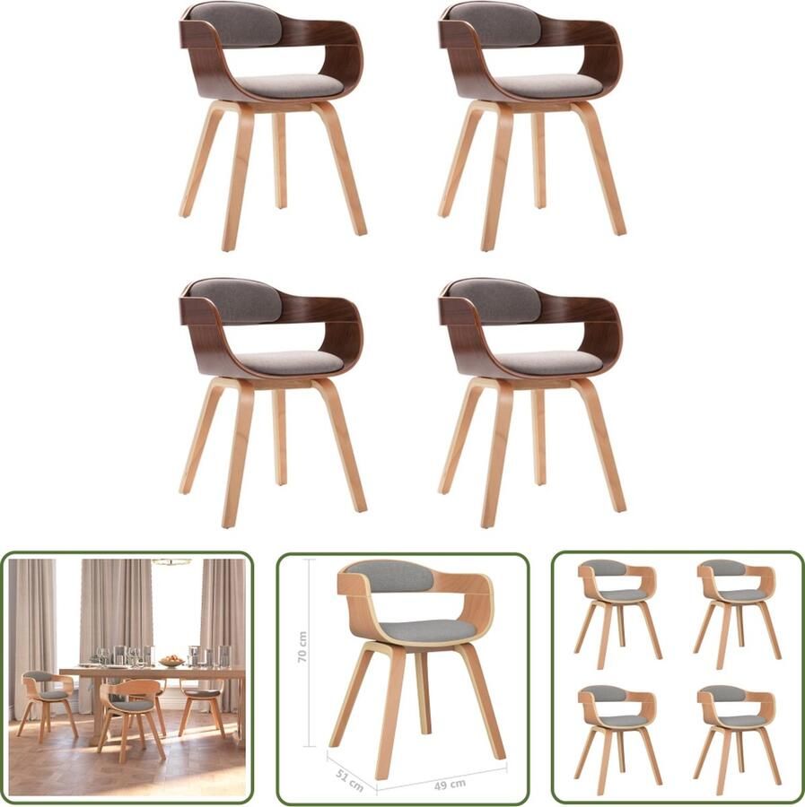 VidaXL Eetkamerstoelen Eettafelstoelen Stoffen Stoelen Taupe Meubels Houten Stoelen