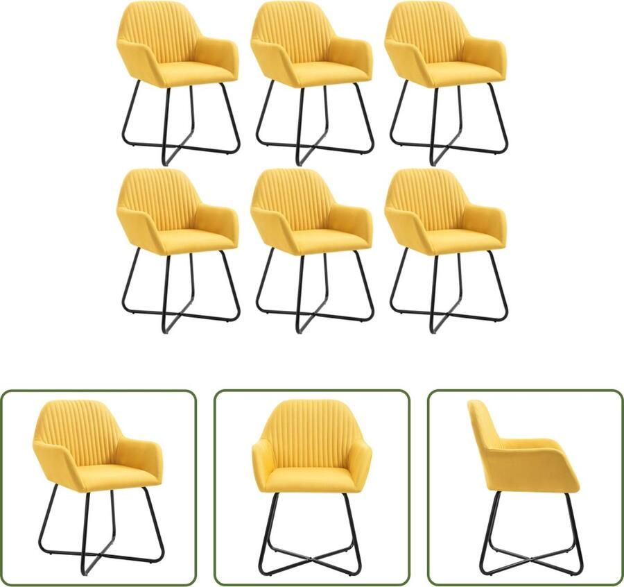 The Living Store Eetstoel Modern Set van 2 Geel 61 x 61 x 84 cm Stof Eetkamerstoel Moderne Stoel Gelauwerde Stoel Velours Stoel Comfortabele Stoel - Foto 2