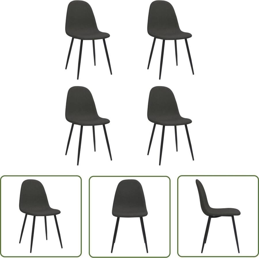 The Living Store Eetkamerstoelenset Kunstleer Retro Design Zwart 45 x 54.5 x 87cm - Foto 3