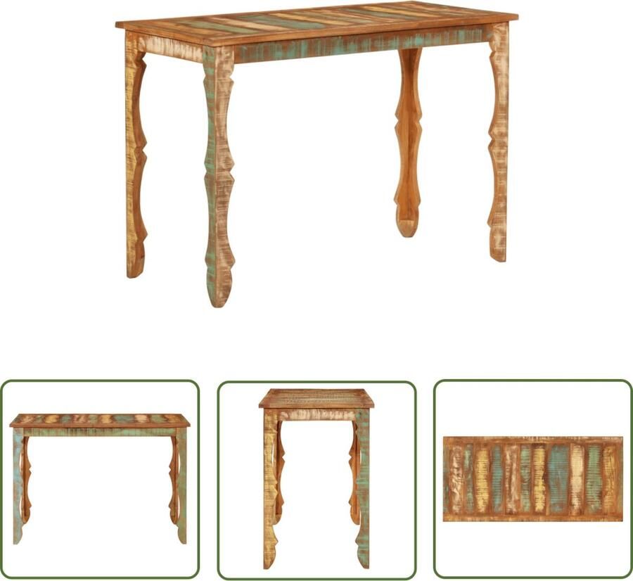 The Living Store Houten Eettafel Massief gerecycled hout 110 x 52 x 76 cm Minimalistische stijl Eettafel Houten Eettafel Minimalistisch Design Recycled Wood Furniture Vintage Dining Table