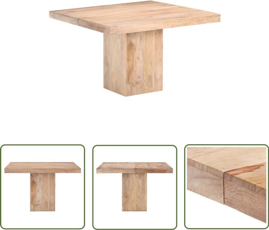 The Living Store Eettafel 120x120x77 cm massief mangohout Eettafel Mango Vintage Eettafel Retro Eettafel Massief Houten Eettafel Eethoek Set
