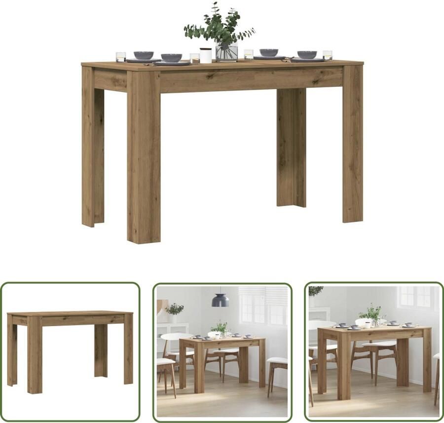 The Living Store Eettafel 120x60x76 cm bewerkt hout artisanaal eikenkleur Eetkamertafel Houten Tafel Moderne Tafel Salontafel Keuken Tafel