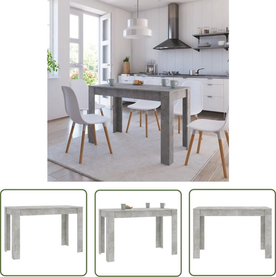 The Living Store Eettafel Betongrijs 120 x 60 x 76 cm Hoogwaardig spaanplaat Eettafel Beton Grijs Houten Eettafel Salontafel Diningtable