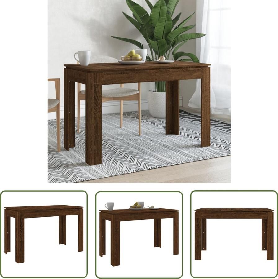 The Living Store Eettafel Bruineiken Eenvoudige en strakke lijnen 120 x 60 x 76 cm Montage vereist Eettafel Houten Eettafel Bruine Eettafel Moderne Eettafel Kleine Eettafel - Foto 3