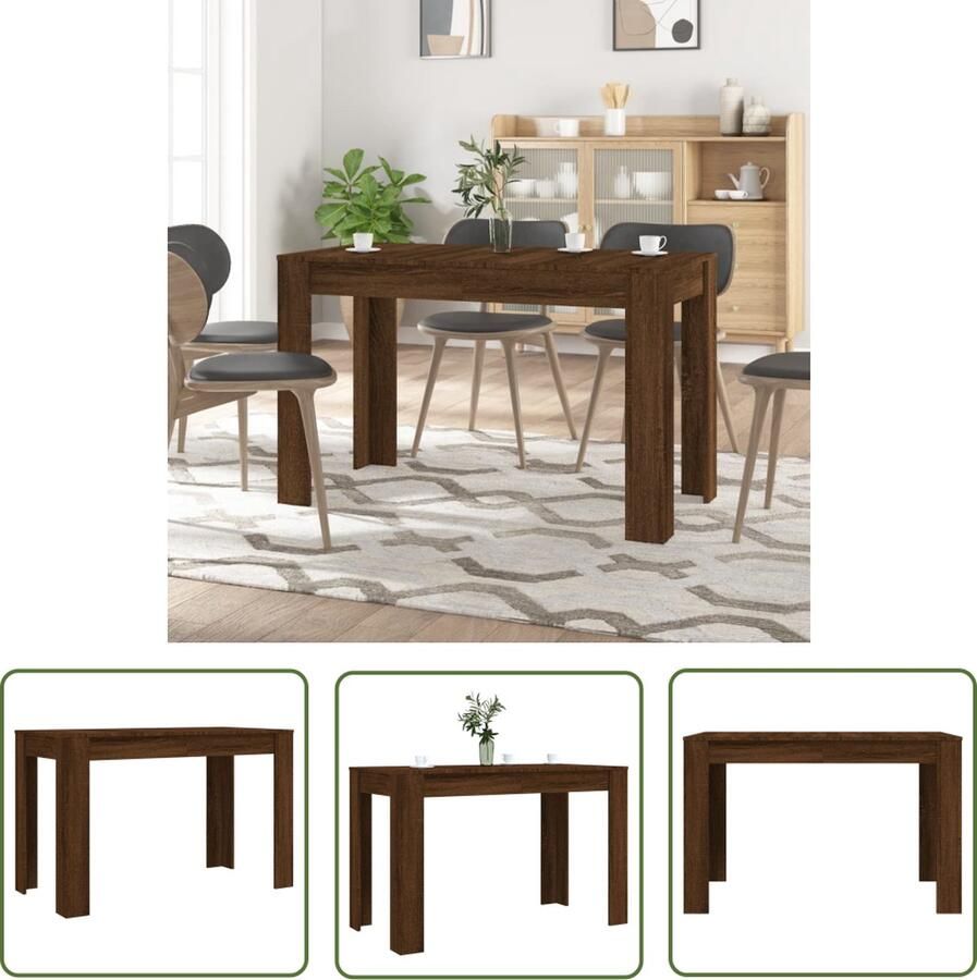 The Living Store Eettafel Bruineiken 120 x 60 x 76 cm Duurzaam Stevig en Makkelijk Schoon te Maken Eettafel Houten Eettafel Bruine Eettafel Salontafel Ontbijttafel