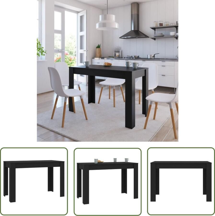 The Living Store Eettafel 120x60x76 cm bewerkt hout zwart Eetkamertafel Zwarte Eettafel Houten Eettafel Zwart Salontafel