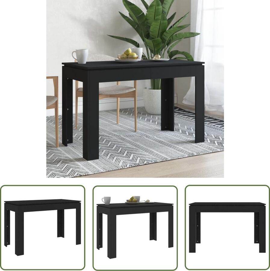 The Living Store Eettafel 120x60x76 cm bewerkt hout zwart Eettafel Houten Eettafel Zwarte Eettafel Modern Eettafel Kleine Eettafel - Foto 2