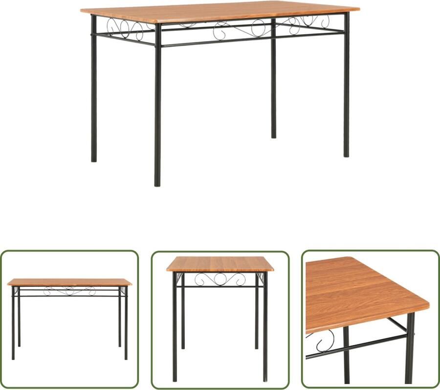 The Living Store IndustriÃle Eettafel 120 x 70 x 75 cm Bruin Zwart Industriele Eettafel Houten Eettafel Bruine Eettafel Zwarte Eettafel Salontafel - Foto 2