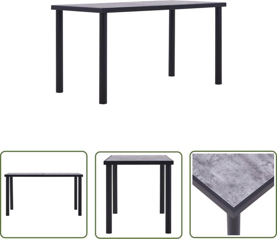 The Living Store Eetkamertafel Eettafels 140 x 70 x 75 cm Zwart en betongrijs MDF en metaal Eetkamertafel Zwarte Eettafel Betonnen Eettafel Mdf Eettafel Moderne Eettafel - Foto 2