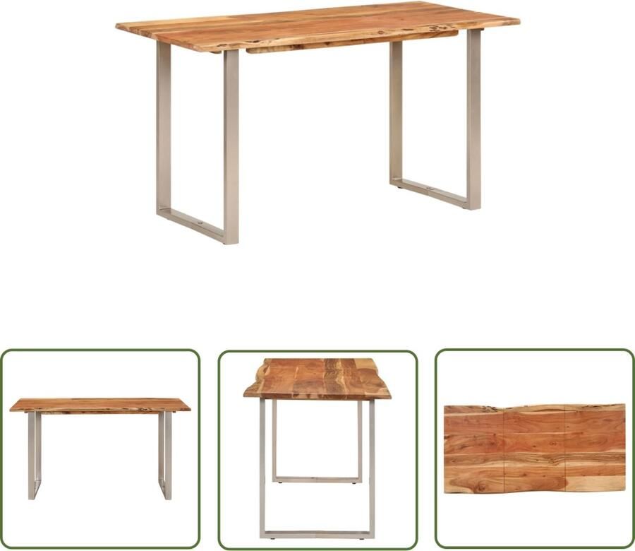 The Living Store Eettafel Massief Acaciahout 140 x 70 x 76 cm IndustriÃle Uitstraling Eettafel Acacia Tafellaag Industriele Meubels Salontafel Eetkamerstoel