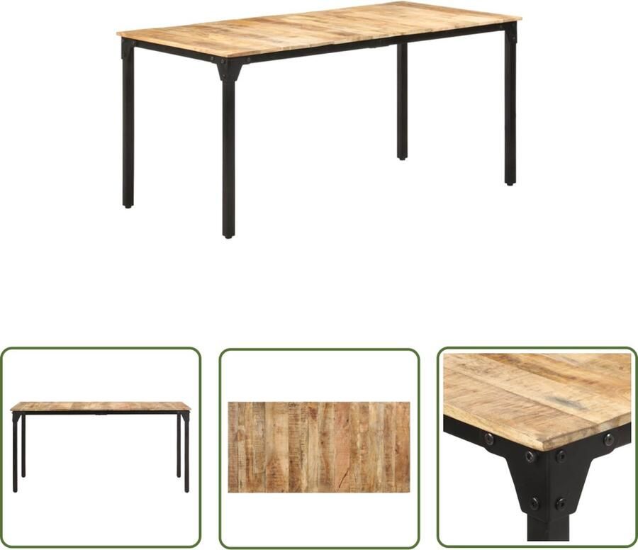 The Living Store Houten eettafel Keukentafel 160 x 80 x 76 cm Ruw mangohout Houten Eettafel Eethoek Salontafel Mangohout Meubilair Industrieel Design
