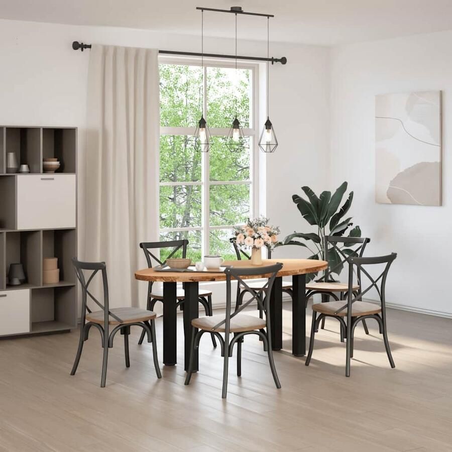 The Living Store Eettafel 180x90x74 cm ovaal massief eikenhout lichtbruin Eetkamertafel Eikenhouten Tafel Ronde Tafel Ovale Tafel Salontafel