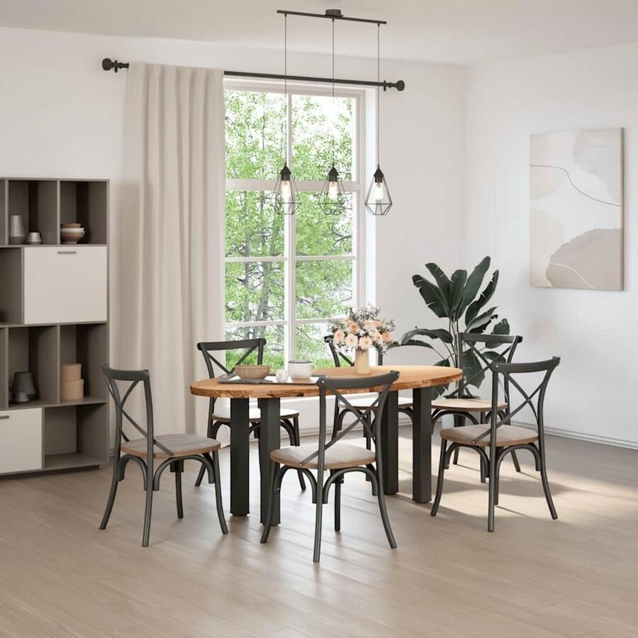 The Living Store Eettafel 180x90x74 cm ovaal massief eikenhout lichtbruin Eettafel Houten Eettafel Eikentafel Salontafel Diningtable