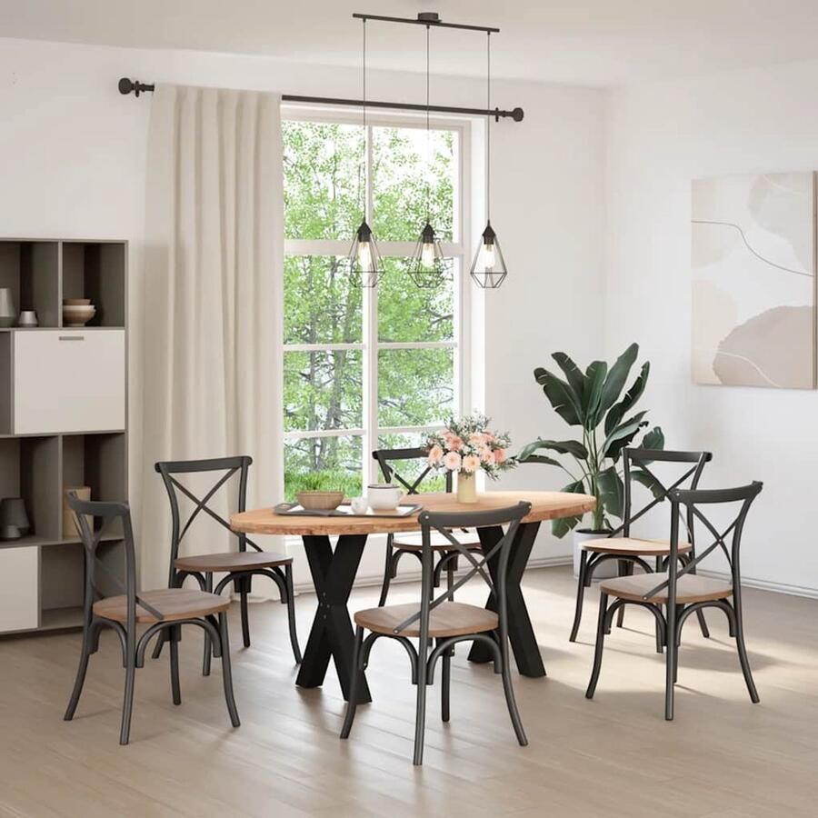 The Living Store Eettafel 180x90x74 cm ovaal massief eikenhout lichtbruin Eettafel Houten Tafel Eikentafel Salontafel Diningtable