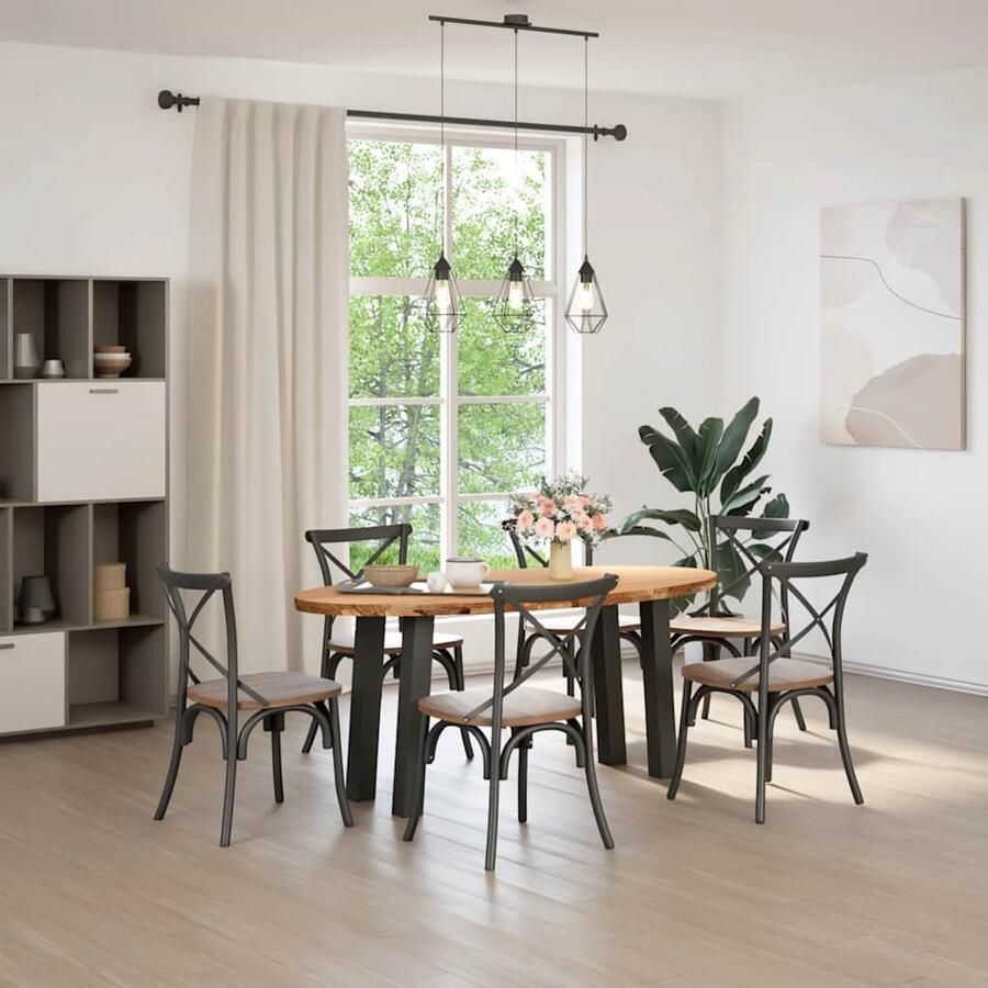 The Living Store Eettafel 180x90x74 cm ovaal massief eikenhout lichtbruin Tafel Met Poten Eetkamer Tafel Houten Tafel Massief Eiken Tafel Ronde Tafel