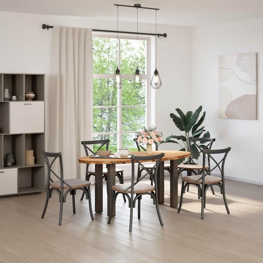 The Living Store Eettafel 180x90x74 cm ovaal massief eikenhout lichtbruin Tafel Met Poten Eetkamer Tafel Houten Tafel Oak Wood Tafel Massief Eiken Tafel