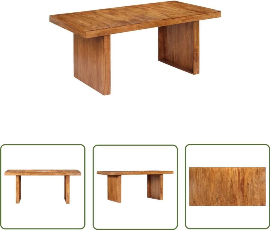The Living Store Eettafel 180x90x75 cm massief acaciahout Retro Eettafel Houten Eettafel Acacia Tafellaag Eethoek Meubilair Salontafels