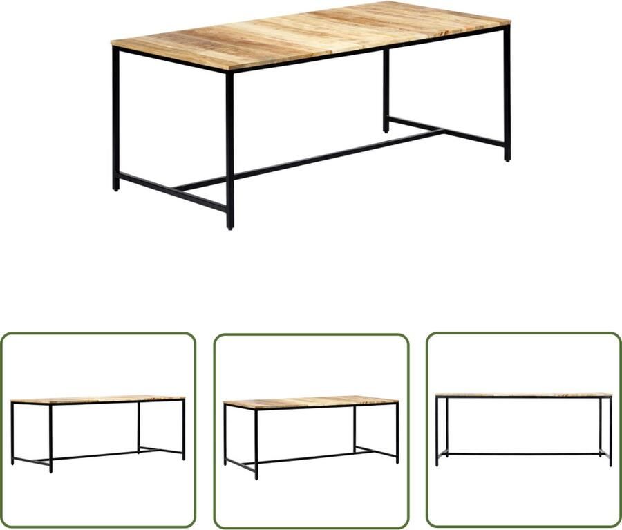 The Living Store Eettafel Massief Ruw Mangohout 180 x 90 x 75 cm IndustriÃle Stijl Industriele Eettafel Mangohouten Eettafel Bruin Salontafel Diningtable - Foto 2