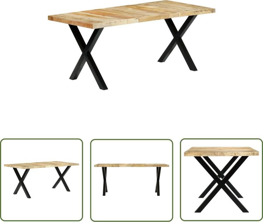 The Living Store Eettafel IndustriÃle Stijl 180x90x76 cm Massief Mangohout Industriele Eettafel Mangohout Eettafel Bruin Salontafel Diningtable
