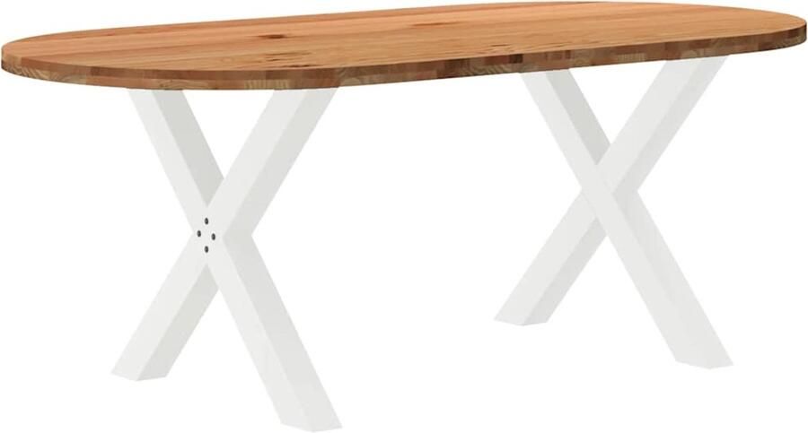 The Living Store Eettafel 200x100x74 cm ovaal massief eikenhout lichtbruin Eetkamertafel Eikenhouten Tafel Ovale Tafel Grote Tafel Stevige Tafel