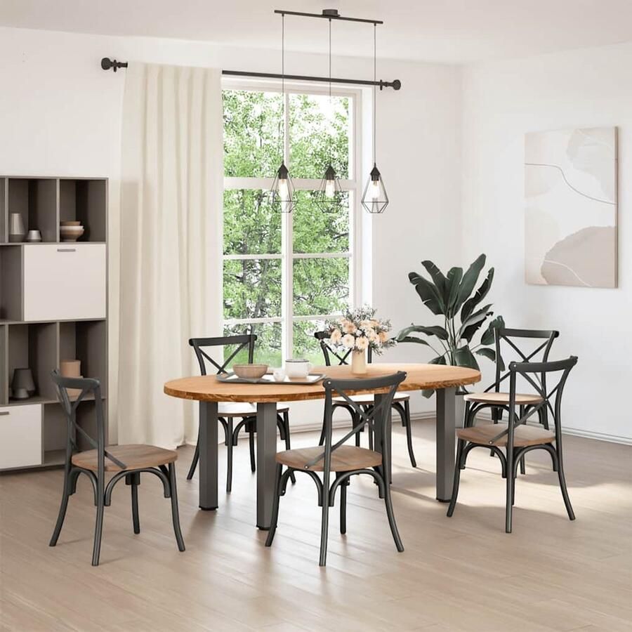 VidaXL Eettafel Ovaal 200x100x74 cm Massief Eiken Eettafel Eettafels Eetkamertafel Keukentafel