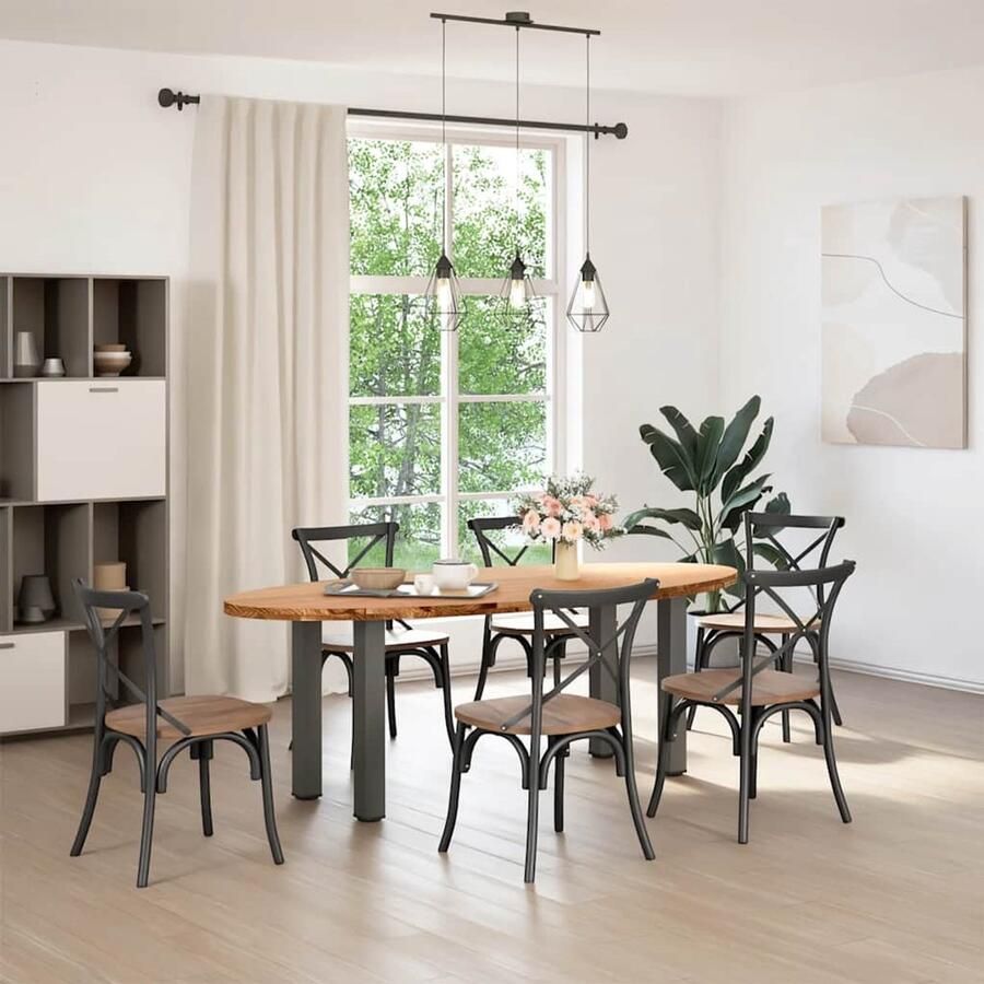 VidaXL Eettafel Eettafels Eetkamertafel Keukentafel Eettafel 220x100x74 cm ovaal massief eikenhout lichtbruin