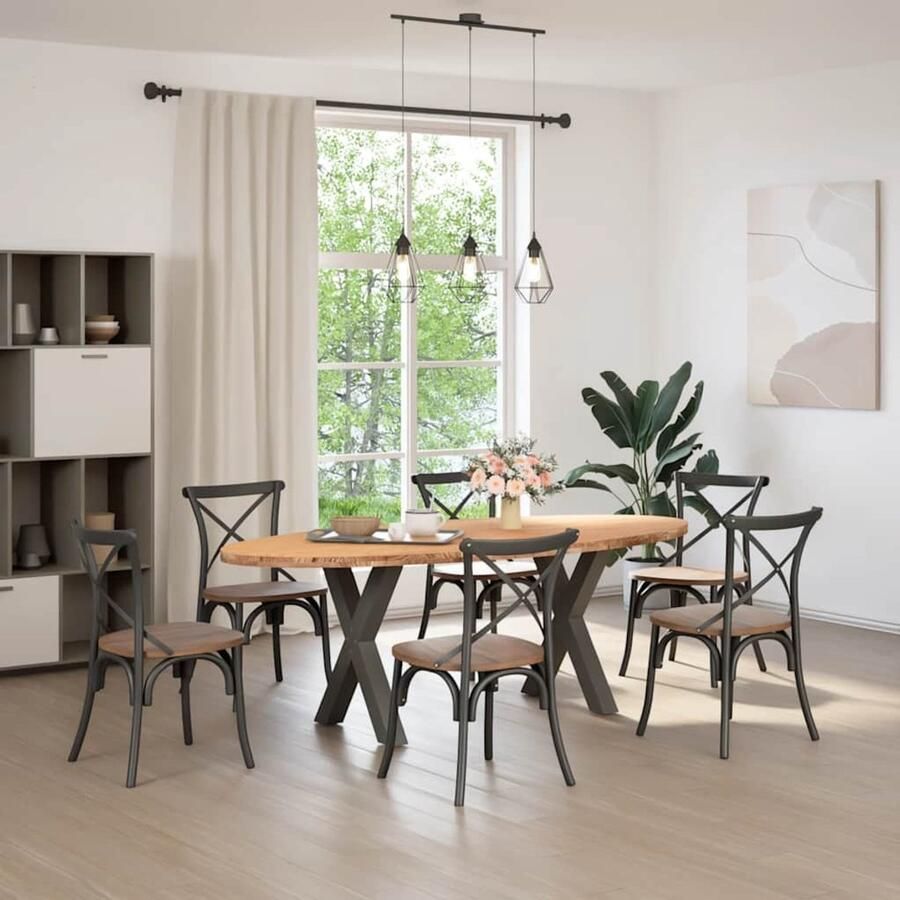 VidaXL Eettafel Eettafels Eetkamertafel Keukentafel Eettafel 220x100x74 cm ovaal massief eikenhout lichtbruin