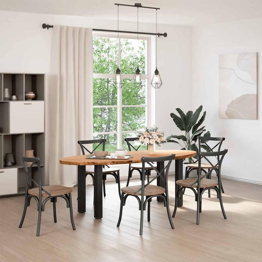 The Living Store Eettafel 220x100x74 cm ovaal massief eikenhout lichtbruin Eetkamertafel Eikenhouten Tafel Oval Tafel Grote Tafel Stevige Tafel