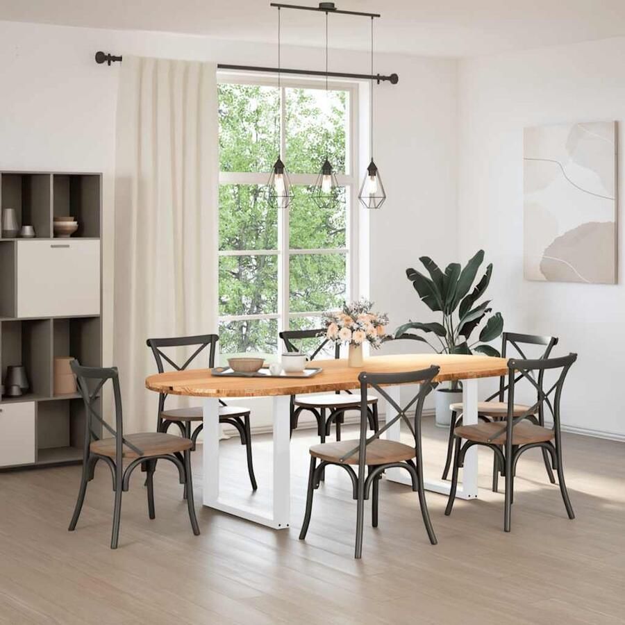 VidaXL Eettafel 240x100x74 cm Ovaal Massief Eikenhout Eetkamertafel Eikenhouten Tafel Oval Tafel Grote Tafel Stevige Tafel