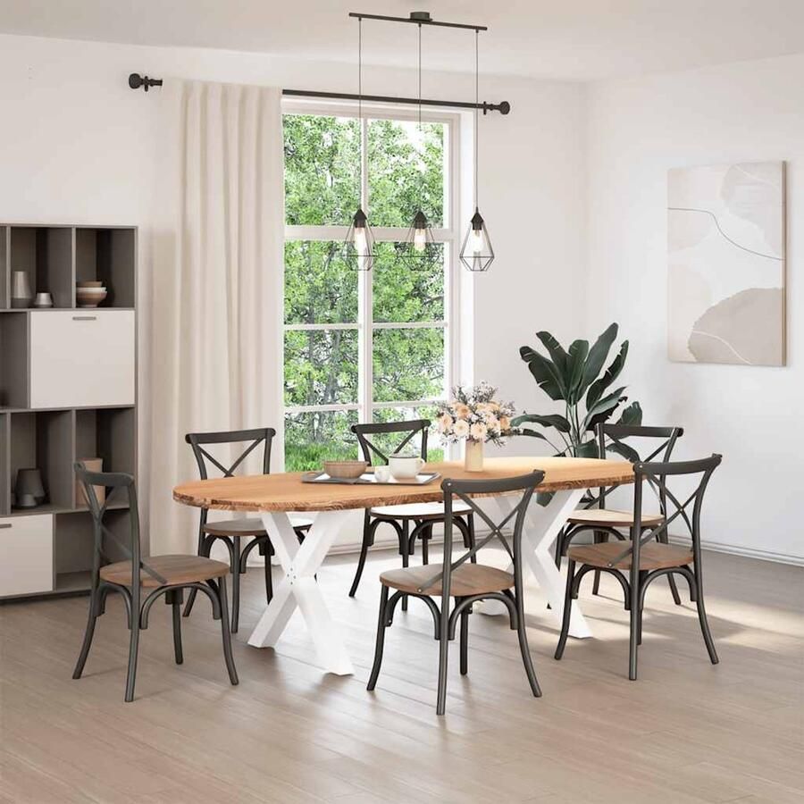 The Living Store Eettafel 240x100x74 cm ovaal massief eikenhout lichtbruin Eetkamertafel Eikenhouten Tafel Grote Tafel Ovale Tafel Solide Tafel