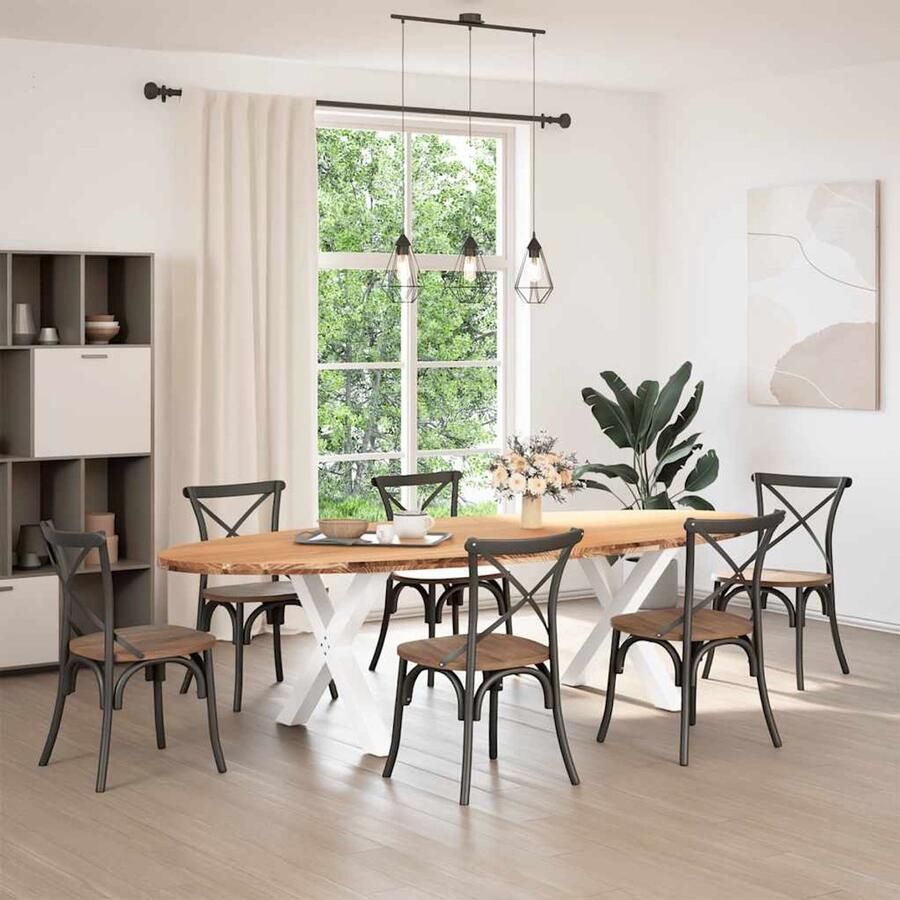 The Living Store Eettafel 280x120x74 cm ovaal massief eikenhout lichtbruin Eetkamertafel Houten Tafel Oak Wood Tafel Ronde Tafel Grote Tafel